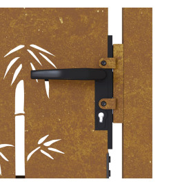 Portail de jardin 105x130 cm acier corten design de bambou