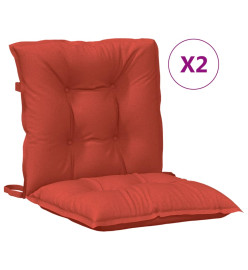 Coussins de chaise à dossier bas lot de 2 rouge mélangé tissu