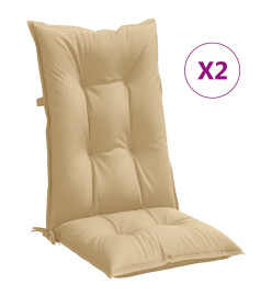 Coussins de chaise à dossier haut lot de 2 beige mélangé tissu