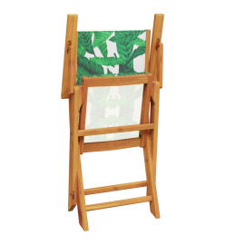 Ensemble de bistro 3 pcs motif de feuilles tissu et bois massif