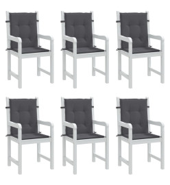 Coussins de chaise de jardin à dossier bas lot de 6 anthracite