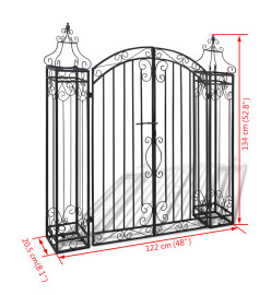 Portillon ornemental de jardin Fer forgé 122 x 20,5 x 134 cm