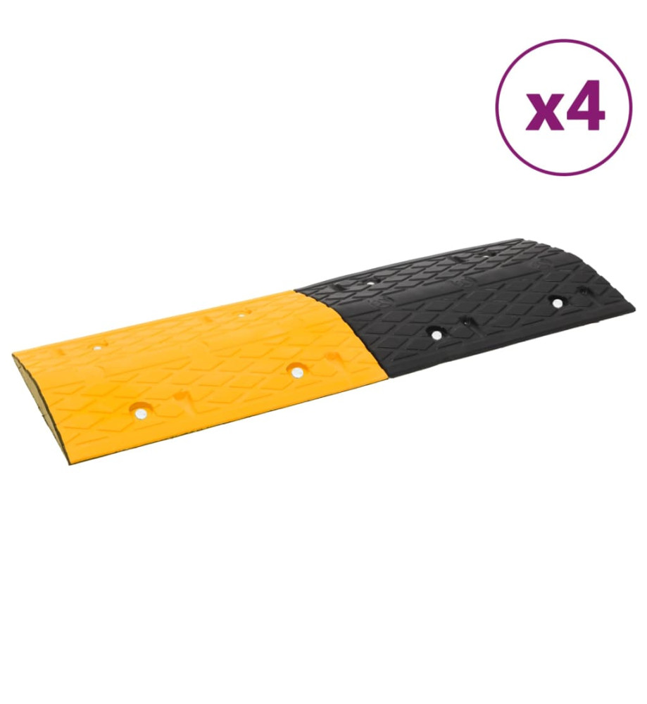 Ralentisseurs 4 pcs Jaune et noir 97x32,5x4 cm Caoutchouc