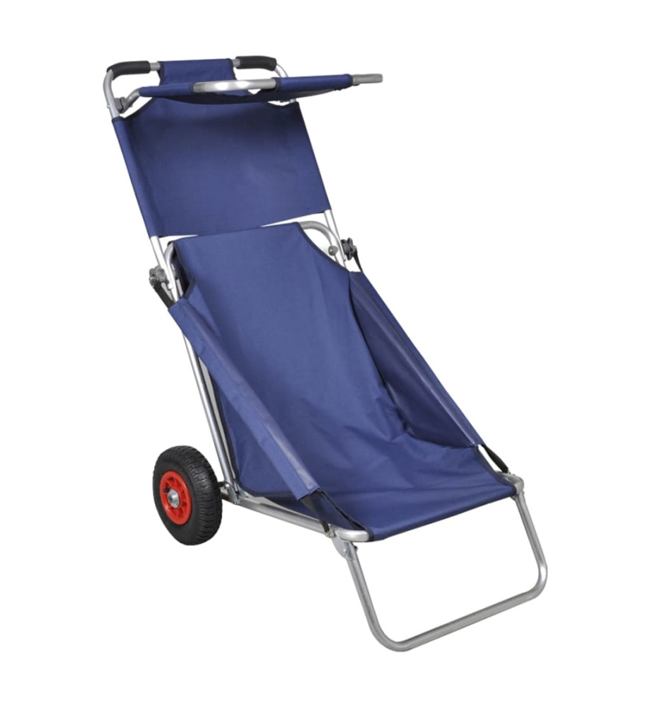 Chariot de plage avec roues portable et pliable Bleu