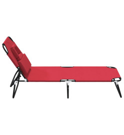 Chaise longue pliante rouge tissu oxford acier enduit de poudre