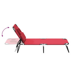 Chaise longue pliante rouge tissu oxford acier enduit de poudre