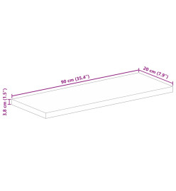 Dessus de table 90x20x3,8 cm rectangulaire bois massif d'acacia