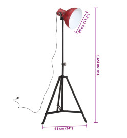 Lampadaire 25 W rouge délavé 61x61x90/150 cm E27