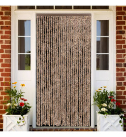 Rideau anti-mouches beige et marron foncé 118x220 cm chenille