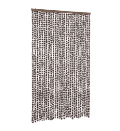 Rideau anti-mouches marron et blanc 118x220 cm chenille