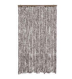 Rideau anti-mouches marron et blanc 118x220 cm chenille