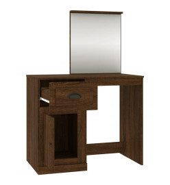 Coiffeuse et miroir chêne marron 90x50x132,5 cm bois ingénierie