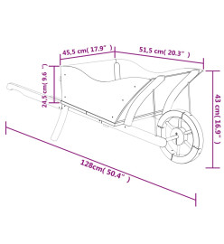 Jardinière brouette 128x45,5x43 cm bois de sapin massif