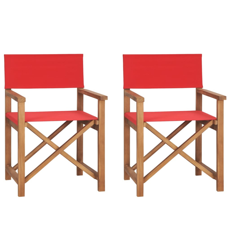 Chaises de metteur en scène pliantes lot de 2 Bois teck massif