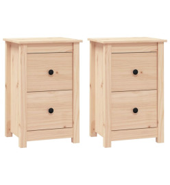 Tables de chevet 2 pcs 40x35x61,5 cm Bois de pin massif