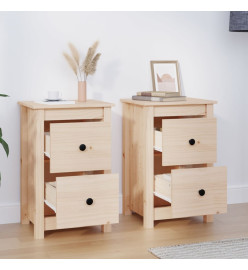 Tables de chevet 2 pcs 40x35x61,5 cm Bois de pin massif