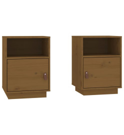 Tables de chevet 2pcs Marron miel 40x34x55cm Bois de pin massif