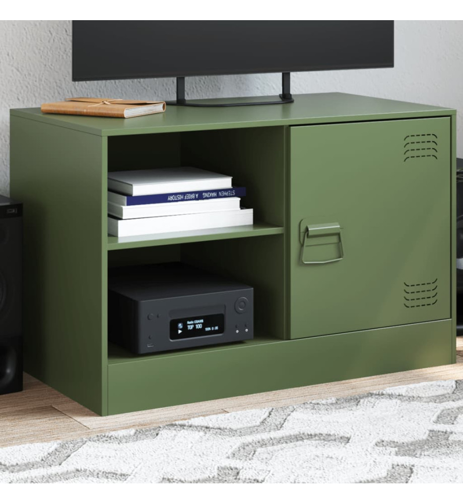 Meuble TV vert olive 67x39x44 cm acier