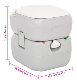 Toilette de camping portable gris et blanc 22+12 L PEHD