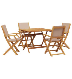 Ensemble à manger de jardin 5 pcs taupe tissu et bois massif