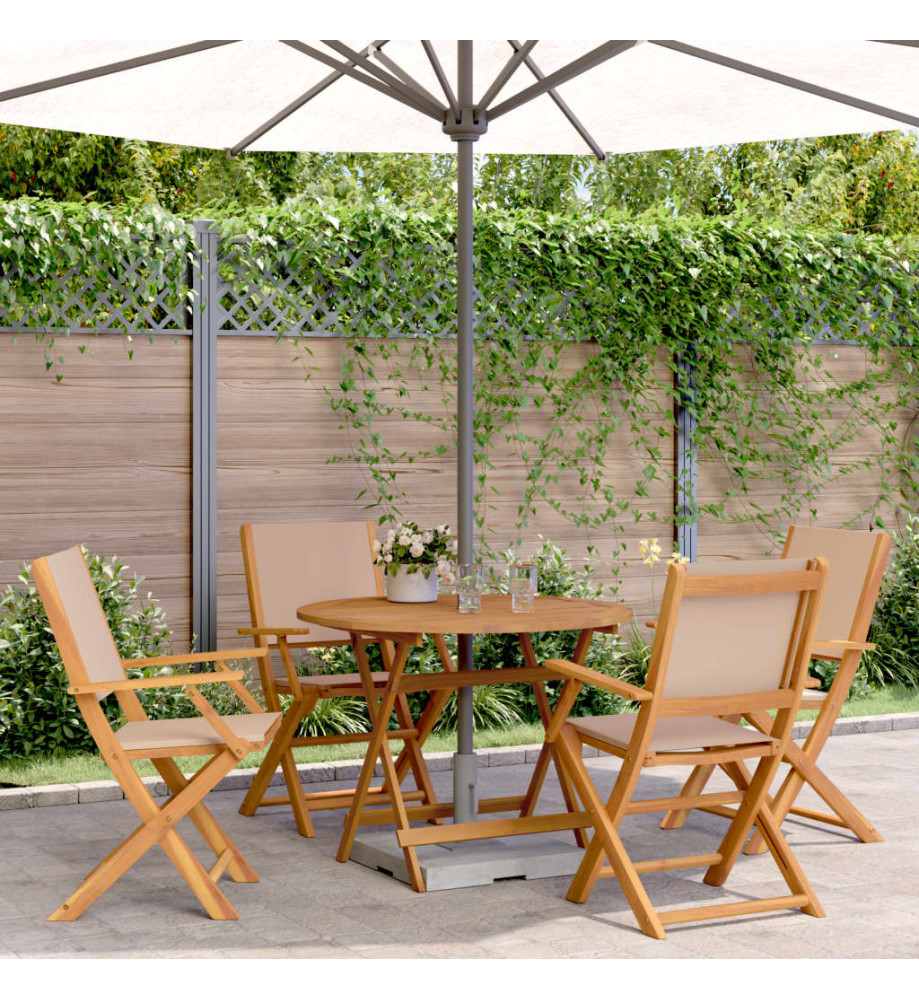 Ensemble à manger de jardin 5 pcs taupe tissu et bois massif Ensemble à manger de jardin 5 pcs taupe tissu et bois massif