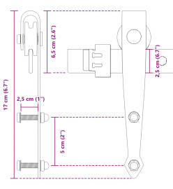 Kit mini de porte d'armoire coulissante 122 cm acier au carbone