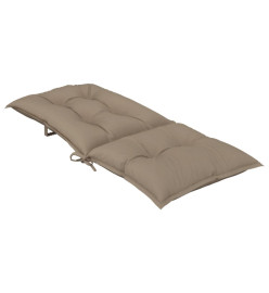 Coussins de chaise de jardin dossier haut lot de 2 taupe tissu