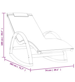 Chaise à bascule textilène blanc et bois de peuplier massif