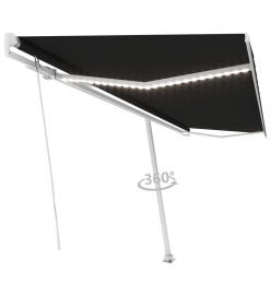 Auvent manuel rétractable avec LED 500x350 cm Anthracite