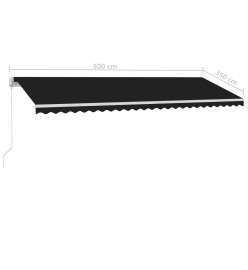 Auvent manuel rétractable avec LED 500x350 cm Anthracite