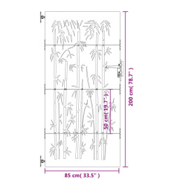 Portail de jardin 85x200 cm acier corten design de bambou