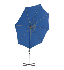 Parasol déporté avec mât en acier Bleu azuré 300 cm