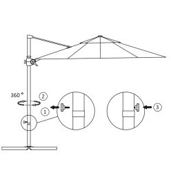 Parasol déporté avec mât en acier Bleu azuré 300 cm