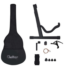 Ensemble de guitare découpée classique 12 pcs 6 cordes Noir 38"