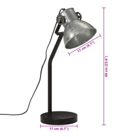 Lampe de bureau 25 W argent vintage 17x17x60 cm E27