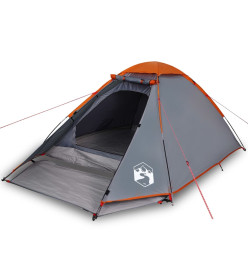 Tente de camping à dôme 2 personnes gris et orange imperméable