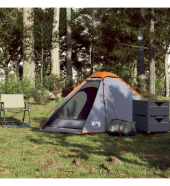 Tente de camping à dôme 2 personnes gris et orange imperméable