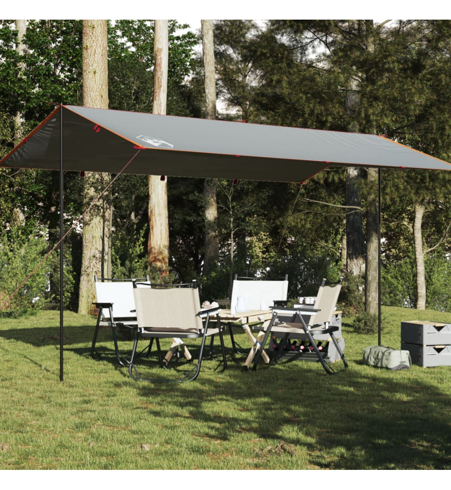 Bâche de camping gris et orange 500x294 cm imperméable