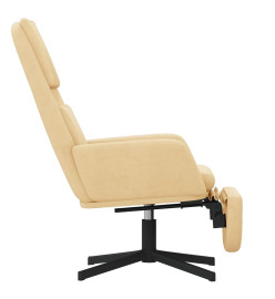 Chaise de relaxation avec repose-pied Blanc crème Velours