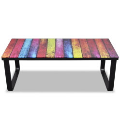 Table basse avec impression d'arc-en-ciel Dessus en verre