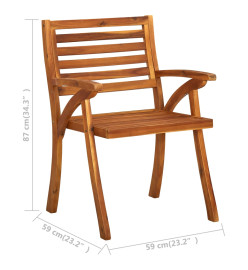 Chaises à dîner de jardin avec coussins 2 pcs Acacia massif