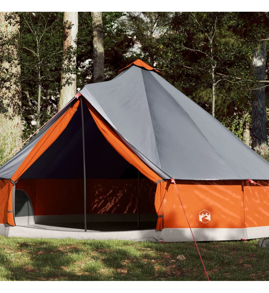 Tente familiale tipi 12 personnes gris et orange imperméable