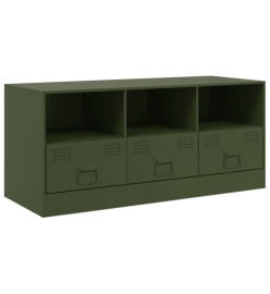 Meuble TV vert olive 99x39x44 cm acier