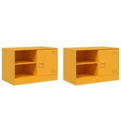 Meubles TV 2 pcs jaune moutarde 67x39x44 cm acier