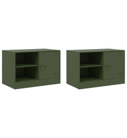 Meubles TV 2 pcs vert olive 67x39x44 cm acier