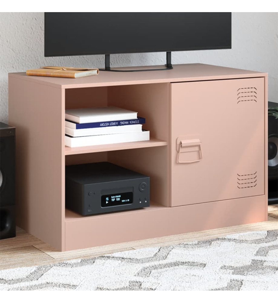 Meuble TV rose 67x39x44 cm acier