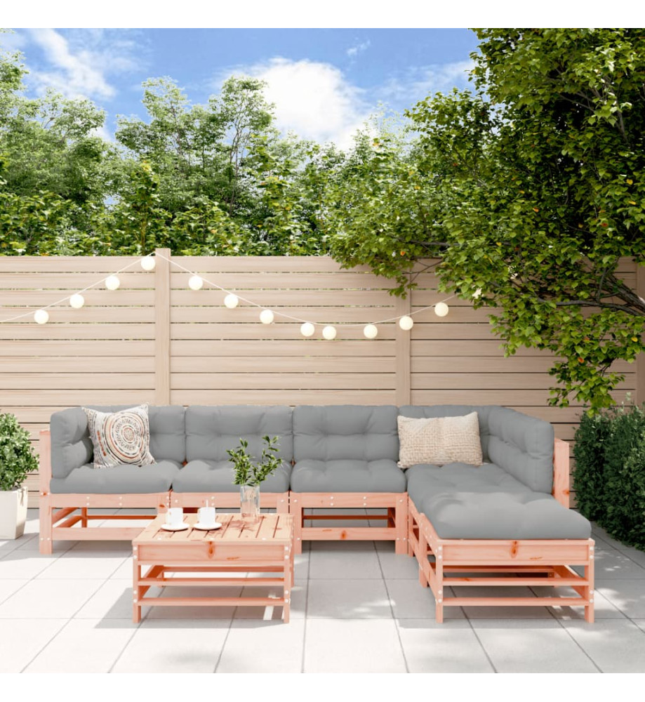 Salon de jardin 7 pcs avec coussins bois massif douglas