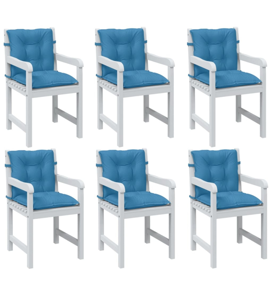 Coussins de chaise à dossier bas lot de 6 bleu mélangé tissu