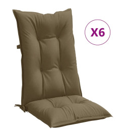 Coussins de chaise à dossier haut lot de 6 taupe mélangé tissu