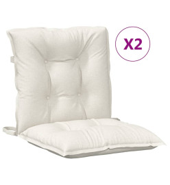 Coussins de chaise à dossier bas lot de 2 crème mélangé tissu